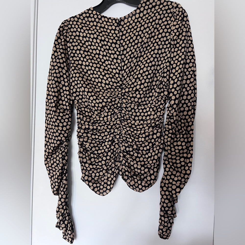Banana Republic Black and Tan Polka Dot Top
